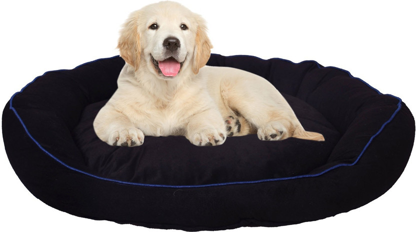 Slatters Be Royal Store PremiumQuality Velvet Luxury Washable DOG Sofa For All Season Sleeping CatPuppy XXL Pet Bed(Black)