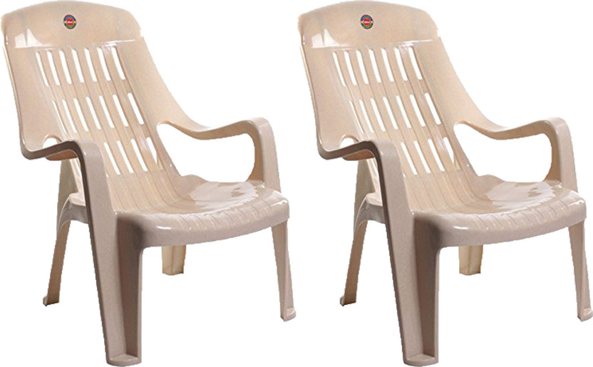 Cello Furniture Cello Comfort Relax Chair (Set of 2 Pc, Marble Beige) Plastic Outdoor Chair(Marble Beige, Pre-assembled)