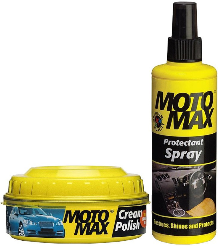 Pidilite Motomax Auto care kit - Cream Polish with Carnuba Wax 230gm & Motomax Multi-surface protectant spray 200ml Combo