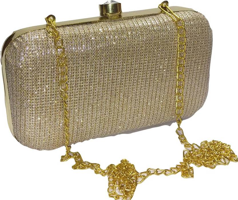 fashion av Party Gold Clutch LIGHT GOLD Price in India