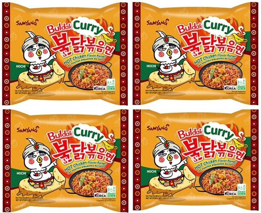 Samyang Hot Chicken Remen Buldak Curry Noodle140X4 (Pack of 4) (Imported) Instant Noodles Non