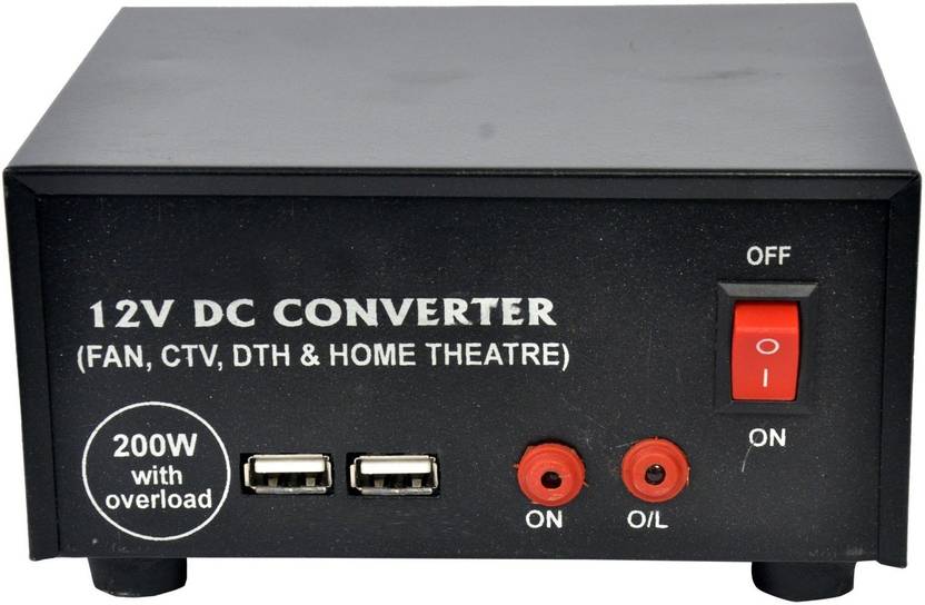 ERH India 200 Watt 12v DC to AC Converter for Multiple Applications Worldwide Adaptor Black