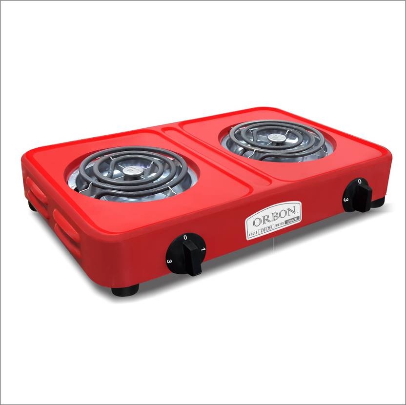 Orbon Double Heavy Duty Powder Coated 1000 Watt + 1000 Watts Electric Coil Cooking Stove