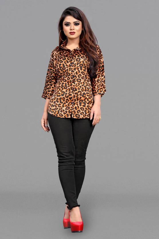 bridezone Casual 3/4 Sleeve Animal Print Women Brown Top - Buy bridezone  Casual 3/4 Sleeve Animal Print Women Brown Top Online at Best Prices in  India 