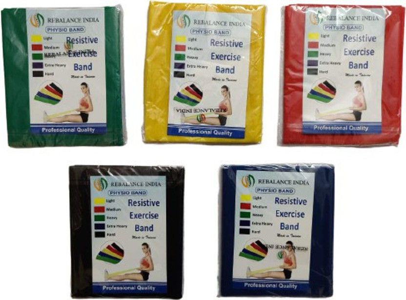 Rebalance India Physio Resistance Band for Gym Exercise Physiotherapy Rehab Equipment Combo Fitness Band(Pack of 5)