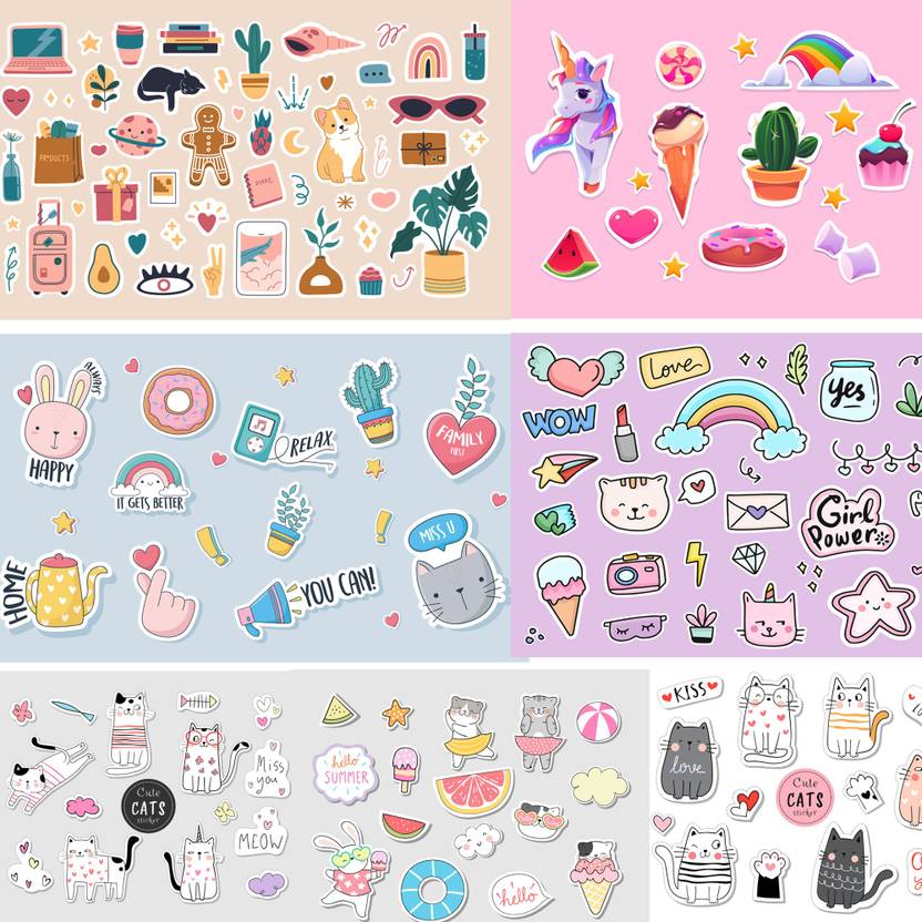 PrettyBuggy Kawaii Stickers for Journals Medium Self Adhesive Sticker