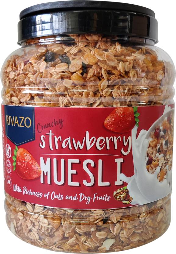 Rivazo Strawberry Muesli With Richness of Dry Fruits For Power Packed Breakfast Cereal 1.5 kgs