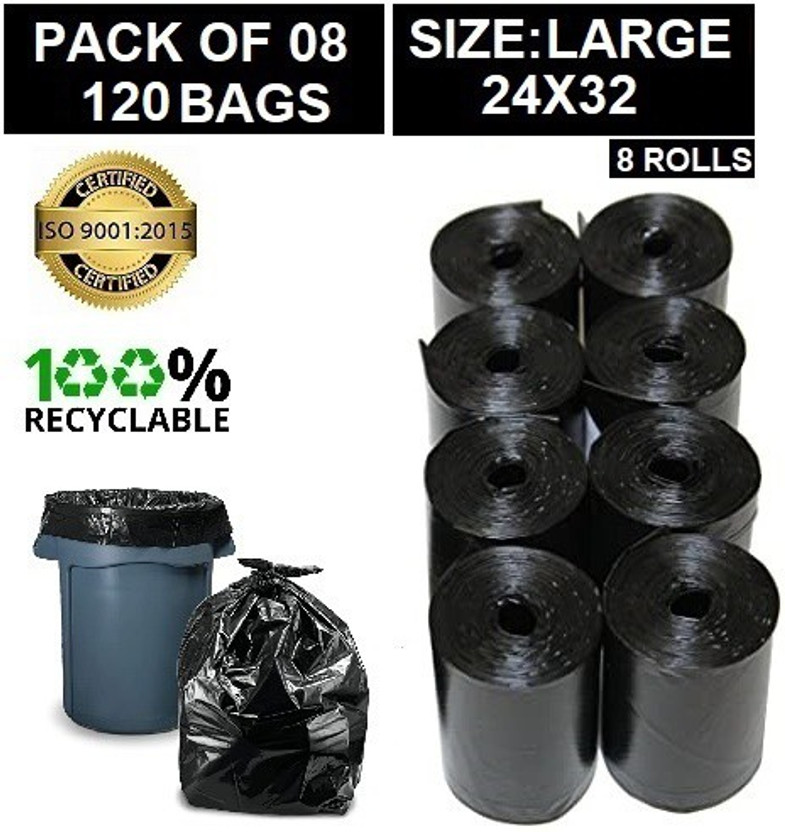 jj brothers 24X32 INCH (8 ROLLS) Medium 18 L Garbage Bag  Pack Of 120(120Bag )