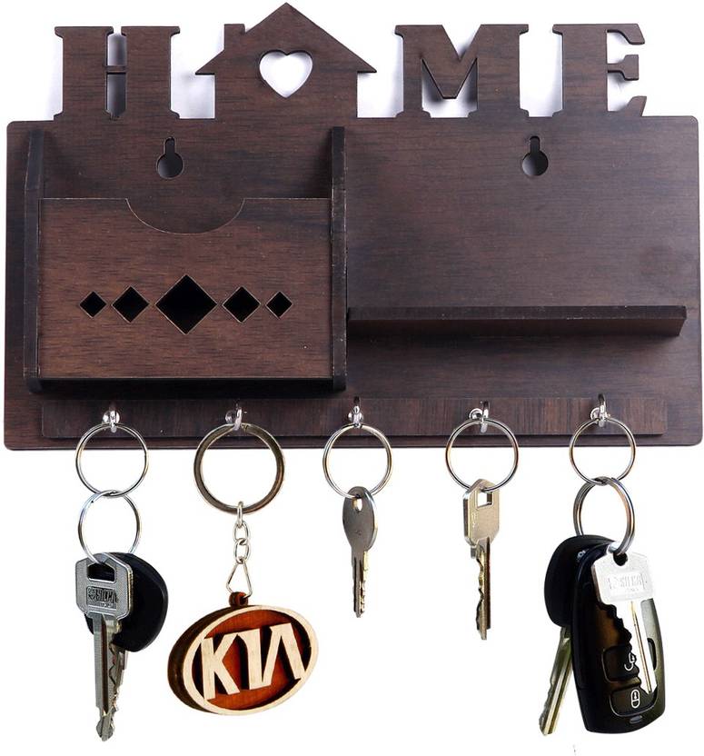neev creation Wooden Home Key Holders With Hooks And Charging Purpose