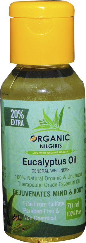 organic nilgiris Eucalyptus Oil 100% Natural Nilgiri thailam, Neelgiri tel for sinus, cold, natural sanitizer, skin & mehandi diffuser, headache(70 ml)