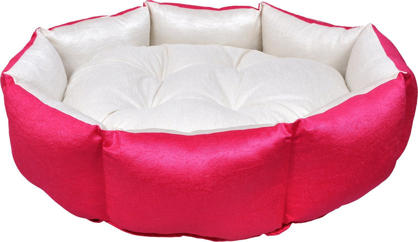 Slatters Be Royal Store PremiumQuality Velvet Luxury Washable DOG Sofa For All Season Sleeping CatPuppy XL Pet Bed(Pink, Cream)