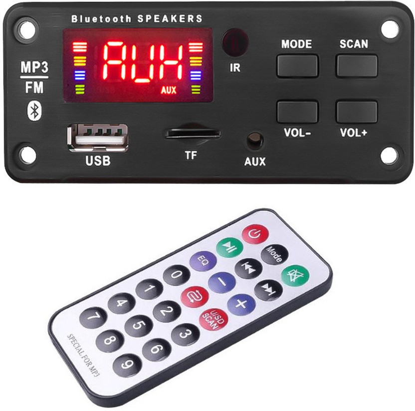 Gadget Hero's Audio Player MP3 Decoder Board 12V Module With Remote. FM, USB & Bluetooth Connectivity. AM0 MP3 Player(Black, 1 Display)