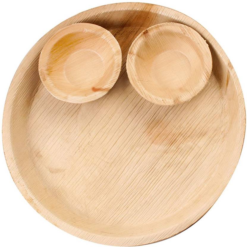 TruSwag Pack of 60 Wood Disposable Wooden Round Plates 12" (20 PCS) & Bowls 4" (40 PCS) Areca