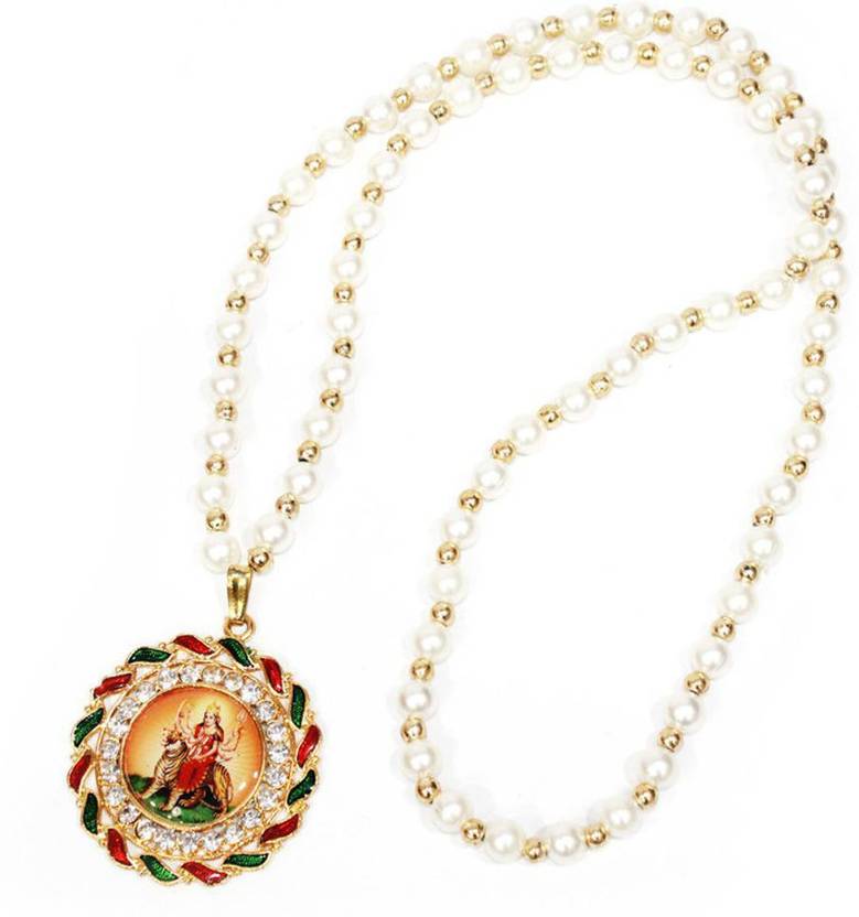 Shri Ram Creations White_Golden Chain Mala With Mata Rani 5 cm Pendent ...