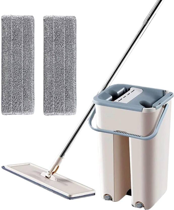 SHIRU TECHNOLOGIES Mop with Bucket HandsFree Microfiber Flat Spin Mop