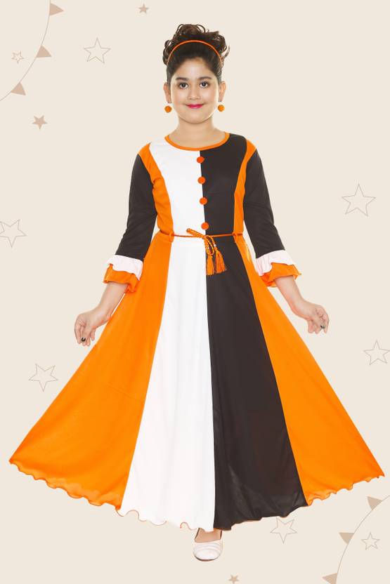 Kidotsav Girls Maxi/Full Length Party Dress  (Multicolor, 3/4 Sleeve)