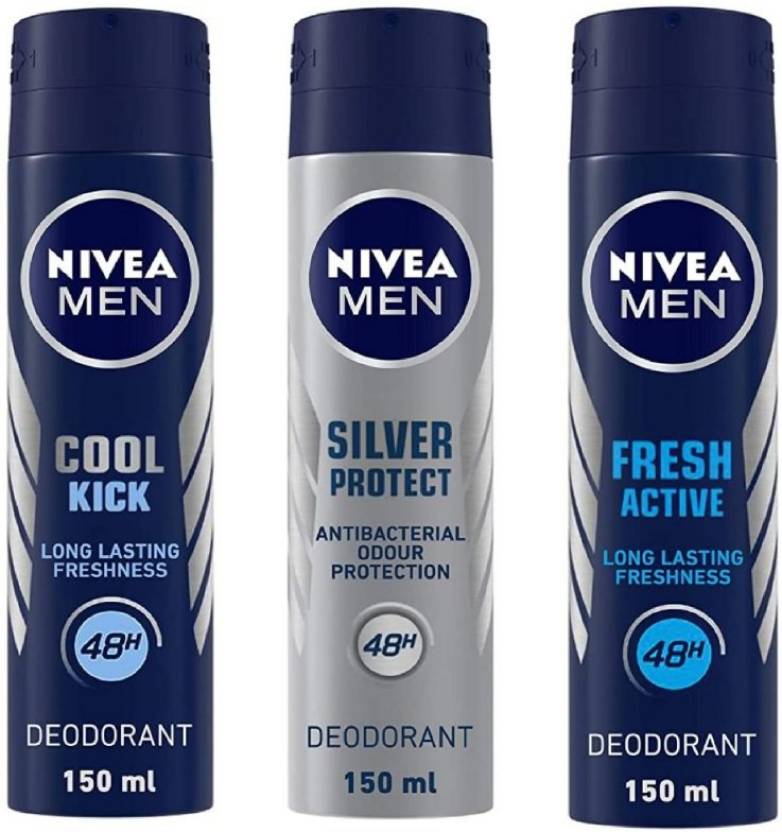 NIVEA Cool Kick Deo 150 ml , Silver Protect Deo 150 ml , Fresh Active ...
