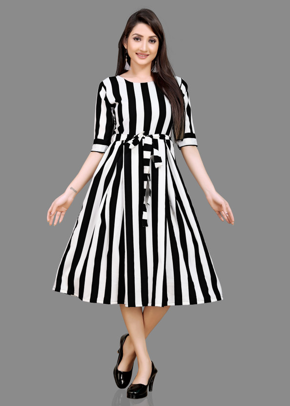 black and white flare dress