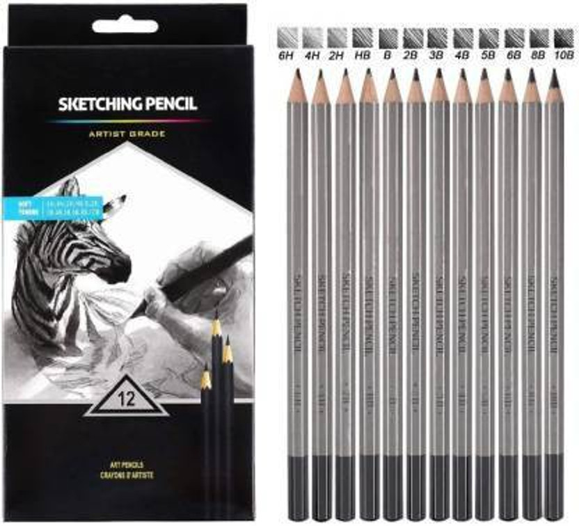 Levin Artist Quality Fine Art Drawing & Sketching Pencils - Set of 12 Pencils 6H, 4H, 2H, HB, B 2B, 3B, 4B, 5B, 6B, 8B, 10B Pencil(Pack of 12)