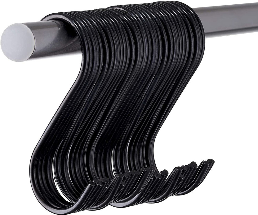 ASFUN ASFUN 8 Pack Black Color Aluminum S Shaped Hooks Matte Black Finish S Hooks for Hanging Pots and Pans, Plants, Coffee Cups, Clothes, Towels in Kitchen, Bedroom, Bathroom, Office and Garden (Height - 3.5 Inch | Thickness - 4mm) Hook 8(Pack of 8) - Flipkart Deal
