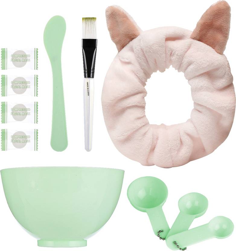 MINISO Combo Cat Ears Headband & 4 PCs DIY Facial Face Mask Bowl Brush