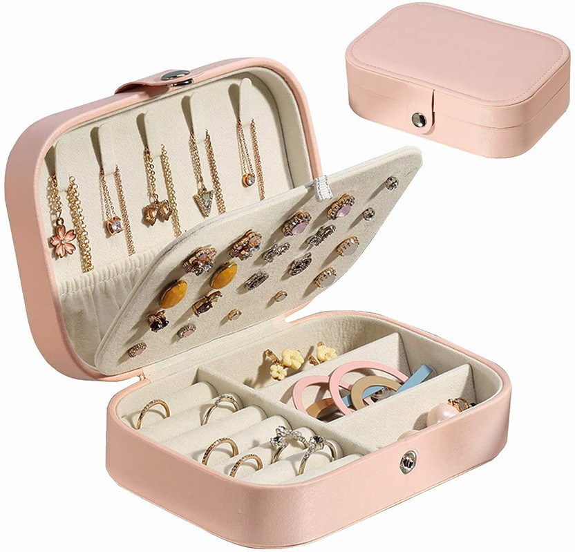 HSR Travel Jewelry Storage Case Organizer Box For Storage Necklace Earrings(Pink)