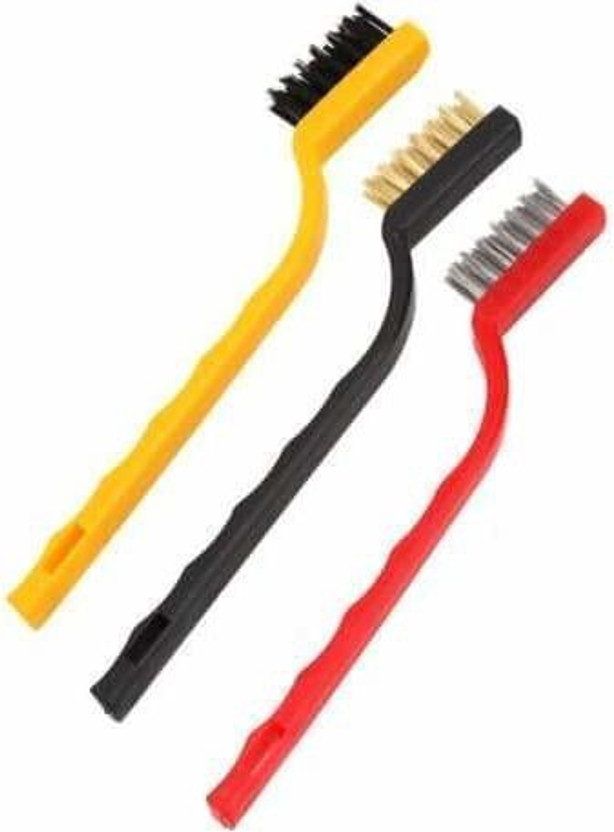 Qweezer Set of 3 Pcs Gas Cleaning Mini Wire Brush Cleaning Kitchen Handle Scratch Brush(Pack of 3)