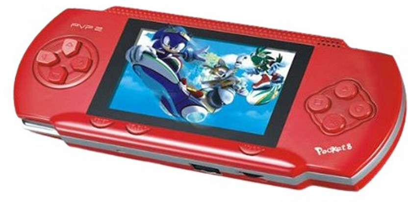 Fusine 16 Bit PVP 2 Digital Pocket System | Handheld Video Game | With inbuilt 999888 in 1 Games | with 2 Extra Games Cassettes Included | Rechargeable | With TV Out Feature Handheld Gaming Console(Red, Silver)
