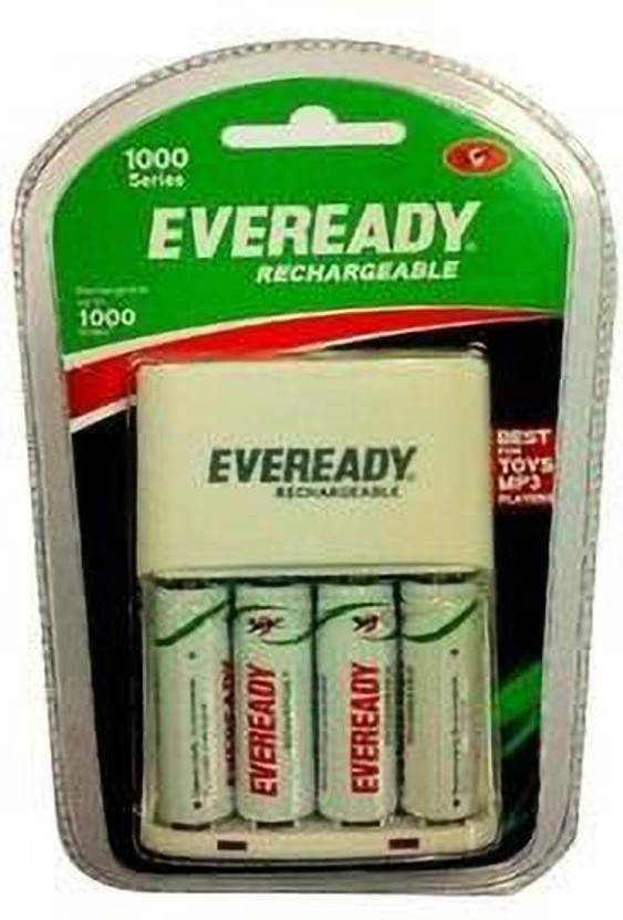 EVEREADY AA & AAA 1000 mAh Battery Charger With 4 AA 1.2V Rechargeable Batteries Camera Battery