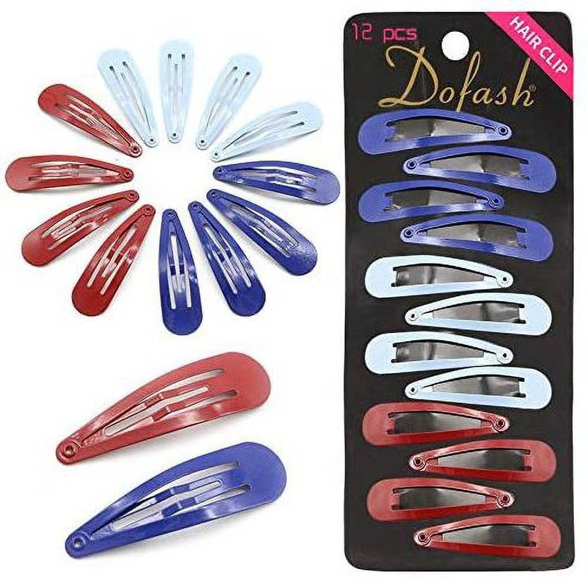 Dofash Snap hair clips metal grips 5cm2in basic hair accessories 12pcs (3colors mixed) Hair