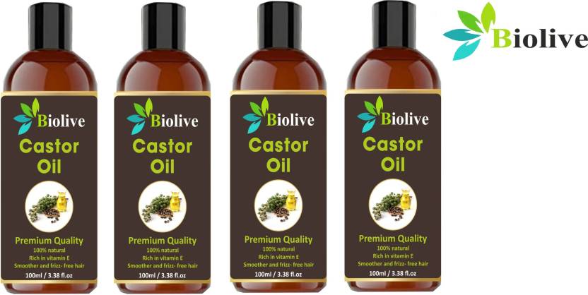 Biolive Castor-Hair-Oil-(400ml)Pack-of-4 Hair Oil - Price in India, Buy ...