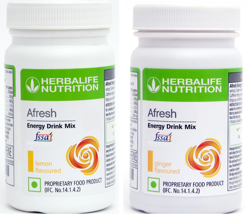 Herbalife Nutrition Afresh Energy and Nutrition Drink Lemon + Ginger Sports Drink(2x50 g, LEMON, GINGER Flavored)