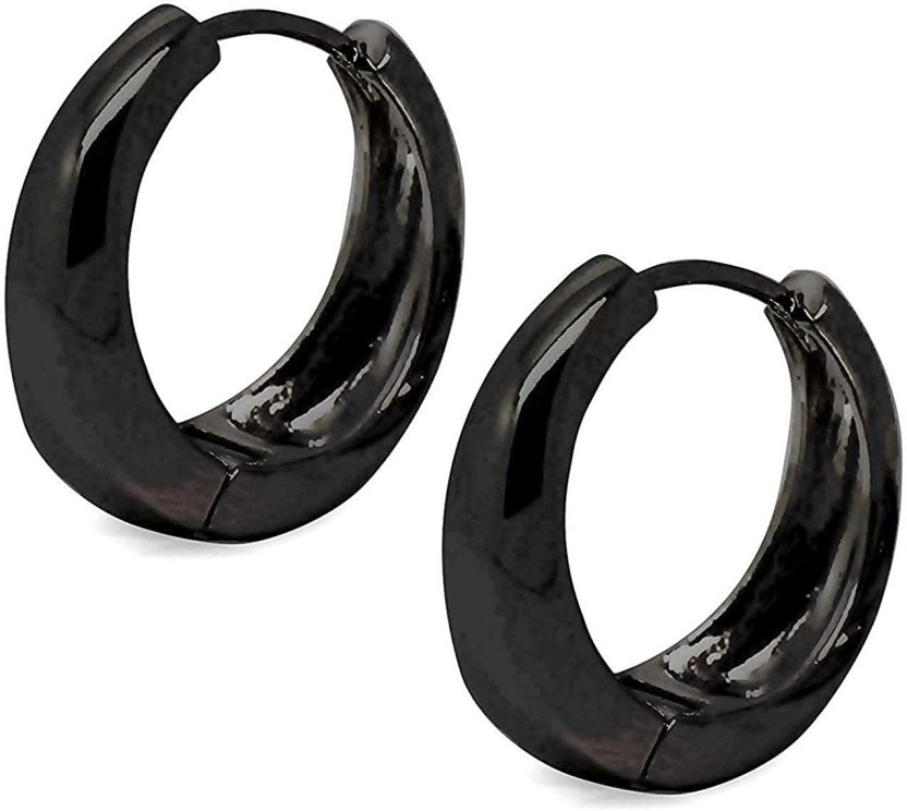 black stainless steel hoop earrings