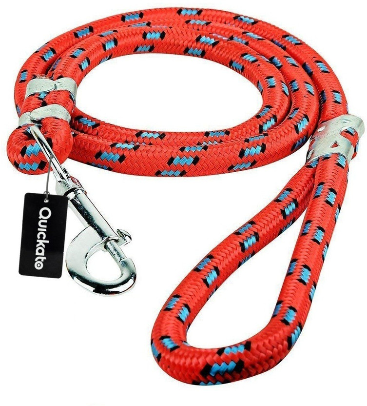 Quickato Black Round Designer Dog Belt/Leash Belt for Medium Breed Dogs Dog Leash Dog Leash(Medium, Red)