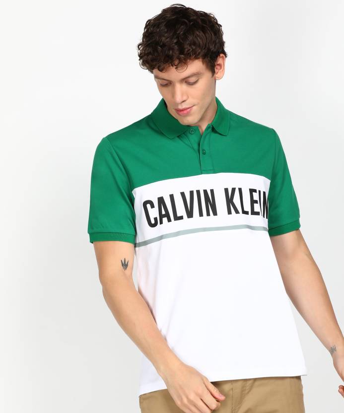 Calvin Klein Jeans Color Block Men Polo Neck Green T-Shirt - Buy Calvin  Klein Jeans Color Block Men Polo Neck Green T-Shirt Online at Best Prices  in India 
