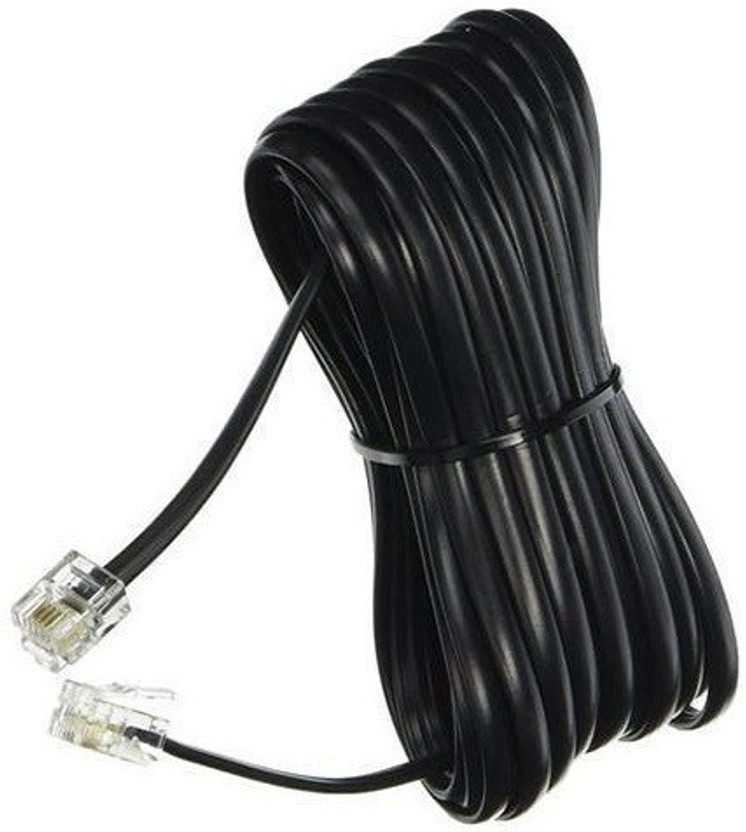 RIVER FOX AUX Cable 20 m TELEPHONE CABLE 20M(Compatible with ALL LANDLINE PHONE SUITABLE, Black, One Cable)