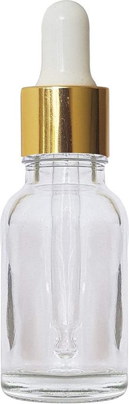 Zenvista Packagings 15ml Transparent Glass Bottle with Golden Platting dropper for DIY Skin Care (Pack of 3) Laboratory Dropper Bottle(Glass 15 ml Pack of3)