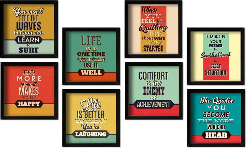 Quotes & Motivational Framed Posters Set of 8 Home Office Wall