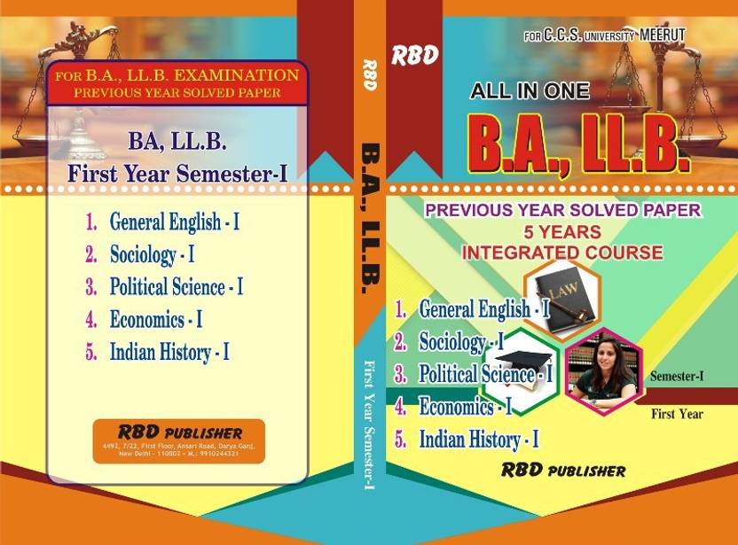 BA LLB CCSU 1 SEMESTER SOLVED QUESTION PAPER (ALL SUBJECTS ) BOOK Buy