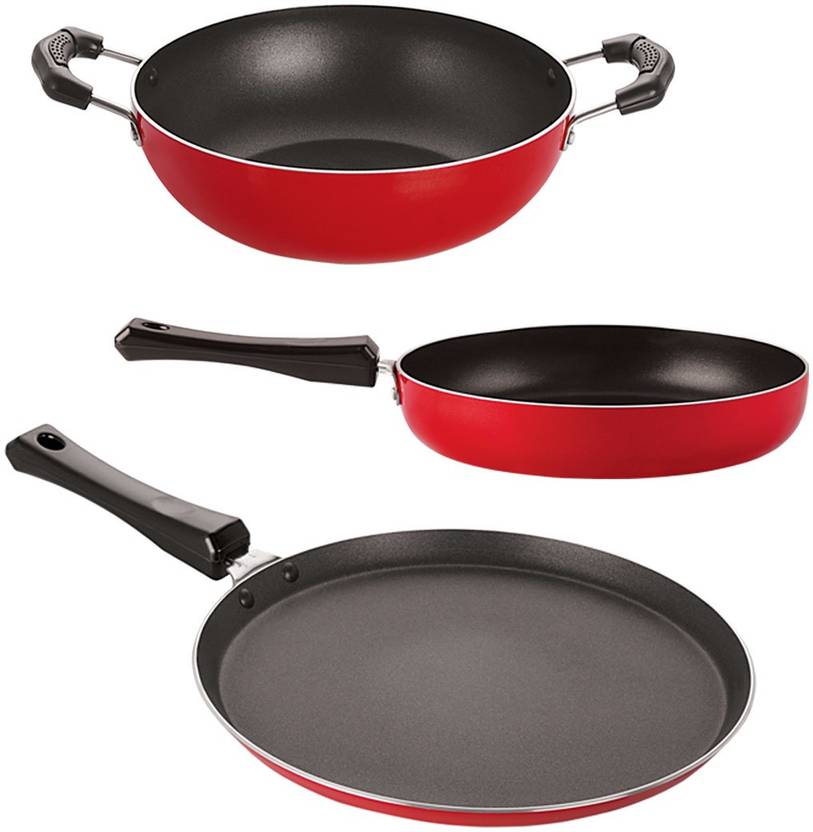 NIRLON NonStick Aluminium Mini Cookware Set (Tawa, Fry Pan, Kadhai