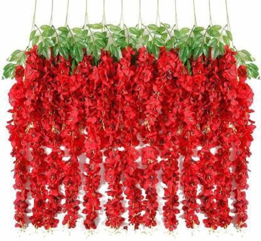 Nutts Atificial Wisteria Flower Red Westeria Artificial Flower Price in