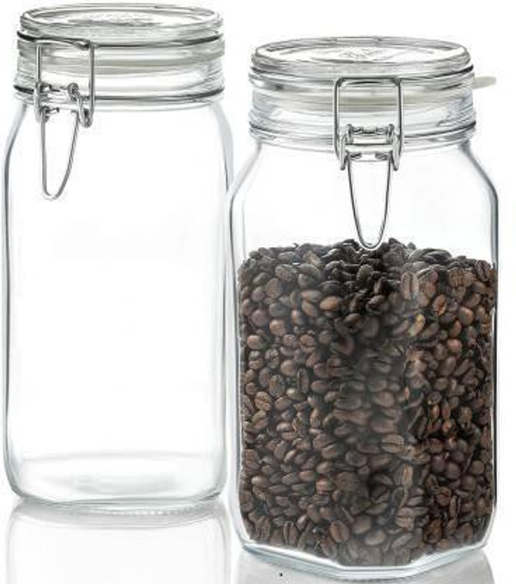 fratello home Glass Cookie Jar  - 1500 ml(Pack of 2, Clear)