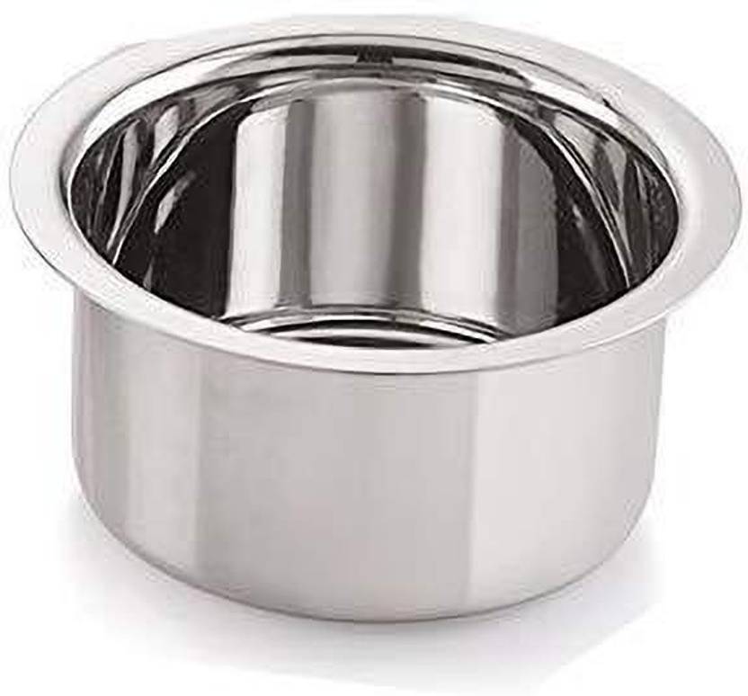 Kanshita's Rasoiware Premium Quality Steel Flat Bottom Patila 6 Ltr 6 L capacity 28 cm diameter