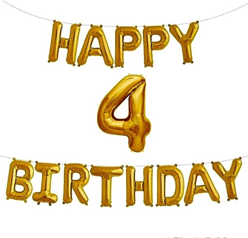 Flipkart.com | MARGSHRI Solid Golden Solid Happy Birthday with Number 4