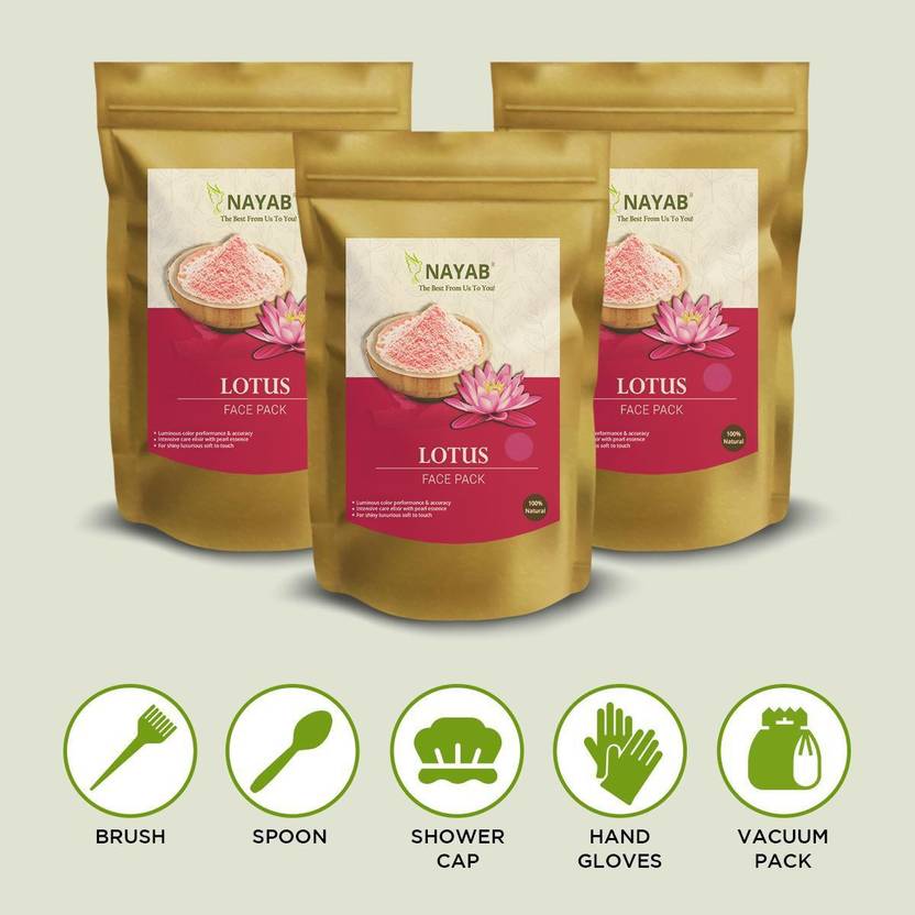 Nayab Organic Lotus Face Pack 300 GM with Accessories kit Price in