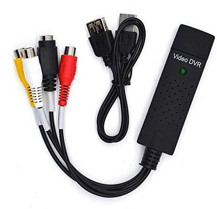 TERABYTE  TV-out Cable Easy Capture USB 2.0 Audio and Video Capturing Device Directly from TV Dc60 Tv DVD VHS Video Adapter EasyCap Capture Card Audio Av Capture Support Windows Xp/7/Vista With Attach Setup Link(Black, For TV)