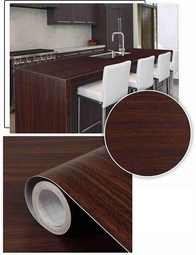 WolTop 300 cm x 40 cm Waterproof Abstract Vinyl Wallpaper(Brown)