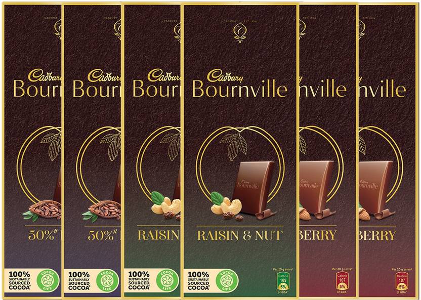 Cadbury Bournville Dark Chocolate, Pack of 6 ( Rich Cocoa 80g X 2