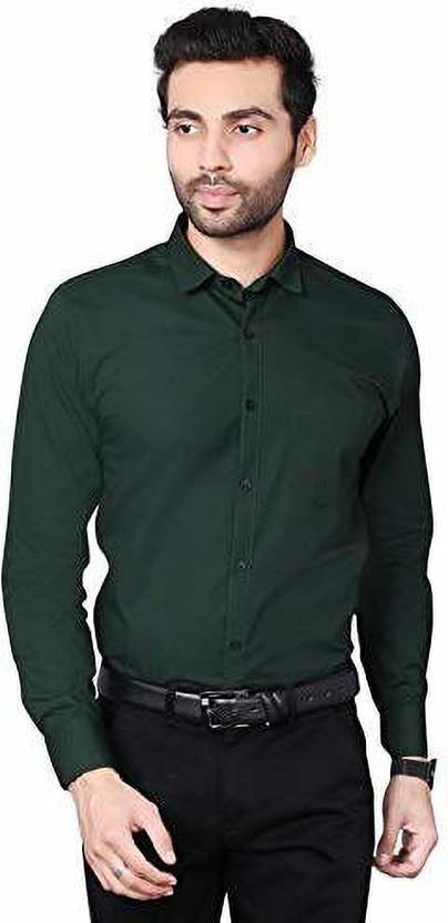 Axxeluss Men Solid Formal Green Shirt 