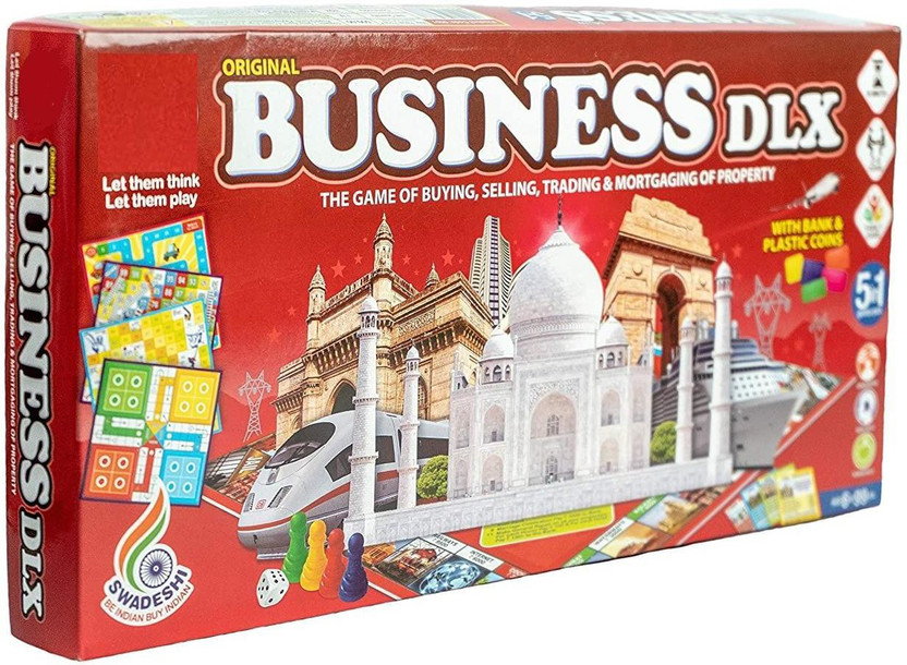ARNIYAVALA Fun Filled Business 5 in 1 Deluxe Game with Plastic Money Coins for Young Businessmen to Learn Trading and Other Systems of Buying and Selling Money & Assets Board Game